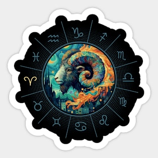 ZODIAC Aries - Astrological ARIRS - ARIRS - ZODIAC sign - Van Gogh style - 12 Sticker